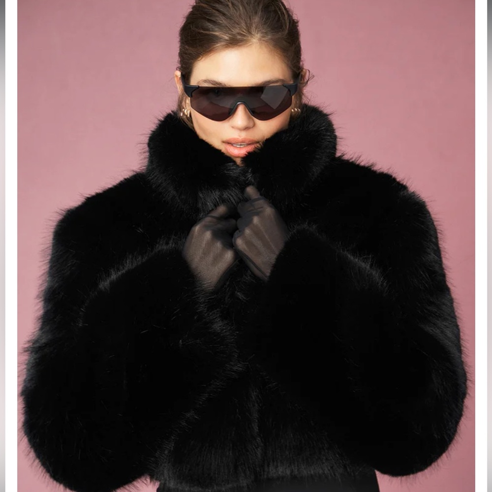 Opulent Faux Fur Cropped Jacket / Alo